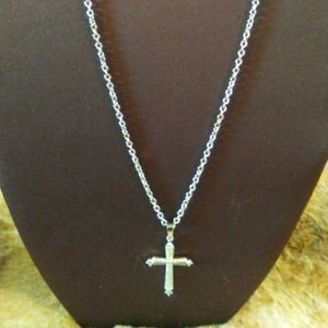 CZ Diamond Cross Pendant Necklace